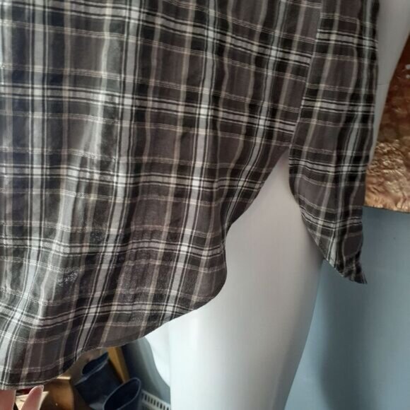 Zara Nwot Cotton Blend Plaid Button-Up Shirt - Picture 6 of 11